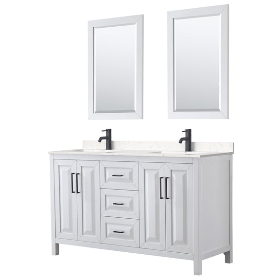 Wyndham Collection Wcv252560d-Vca-M24 Daria 60" Free Standing Double Basin Vanity Set -