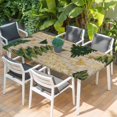 thumbnail image 2 of Christmas Tree Table Cloths for 5 Foot Rectangle Tables, Green Xmas Tree Winter Wooden Patio Waterproof Elastic Fitted Tablecloths, Washable Rectangular Table Cover for Camping, 2 of 8