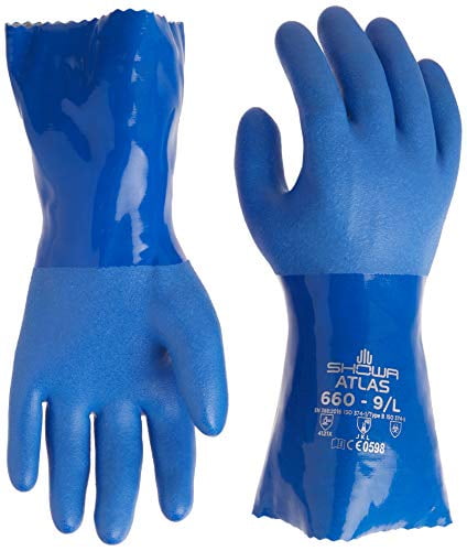 Showa Atlas 660L-09 Fully Coated Triple-Dipped PVC Gloves LARGE 12 Pack 