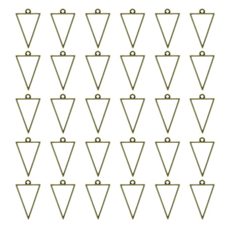 30pcs Open Bezels, Resin Bezels Pendants Mold Open Back Bezels Alloy for Resin Jewelry Making, Triangle, Bronze