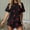Black, variant on Elvqul Women's Ruffled Hem Short Sleeve Shorts Pajama Set