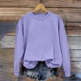 thumbnail image 4 of Baberdicy T-Shirts pour Femmes Chandail en Molleton Col Rond Coupe Ample Couleur Unie Manches Longues Hauts Automne Violet, 4 of 4