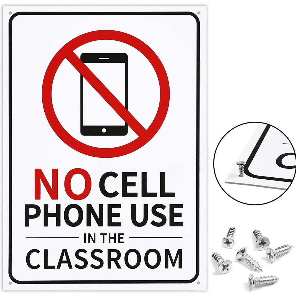 No Cell Phone Use in Classroom Aluminum Sign, 10x14 inches, Rust-free