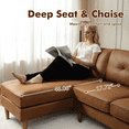 thumbnail image 3 of Vcatnet 86.6" Sectional Sofa and Couch L Shaped Suede Leather Mid Century Modern Sofa Comfy Couch with Chaise and Deep Seat for Living Room, Brown, 3 of 5