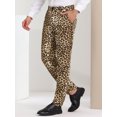 thumbnail image 2 of Pantalones estampados de animales para hombre Pantalones de vestir de fiesta de fiesta con frente plano Estampado de leopardo S, 2 of 6