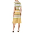 thumbnail image 3 of INSPIRE CHIC Vestidos de punto a rayas para mujer, vestido de suéter midi de manga corta, color amarillo, 3 of 5