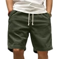 thumbnail image 2 of GrmtClth Corduroy Shorts Men Casual Elastic Waist Drawstring Beach Shorts Lightweight Loose Fit Outdoor Summer Shorts with Pockets Army Green S, 2 of 4