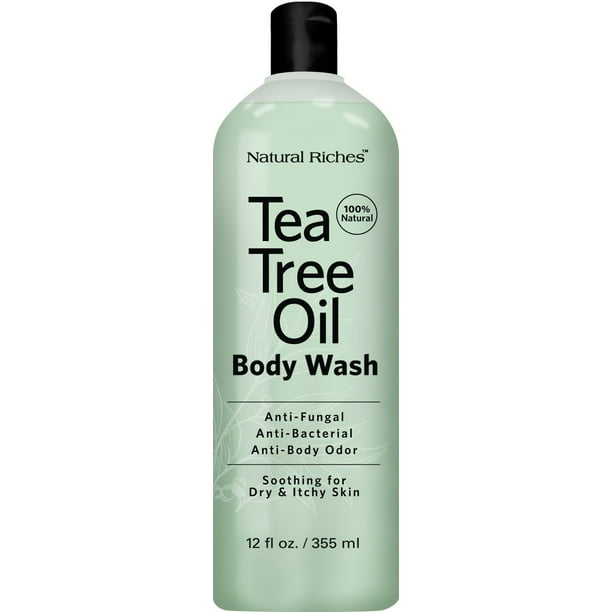 Antifungal Tea Tree Oil Body Wash Peppermint & Eucalyptus Oil Antibacterial Soap by Natural Riches -12 oz Helps Athletes Foot, Eczema, Ringworm, ...