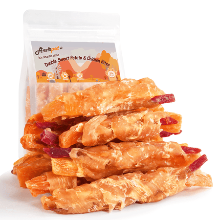 ASMPET Healthy Natural Soft Chew Dog Treats with Chicken and Double Sweet Potato Dietary Fiber 11 oz