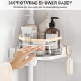 thumbnail image 2 of 360 °   Rotating Corner Shower Caddy Tension Pole Organizer - 4-Tier Adjustable Rustproof Metal Pole, Plastic Shelves with Safety Guardrail, Bathroom Storage for Shower & Bathtub(White), 2 of 8