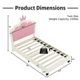 thumbnail image 3 of Luckynote Twin size Upholstered Princess Bed With Crown Headboard,Twin Size Platform Bed with Headboard and Footboard, Cream+Pink, 3 of 9
