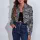 thumbnail image 2 of Blusa de manga larga con botones para mujer, camisa con estampado, abrigo corto con ombligo Pompotops  qwe17194, 2 of 5