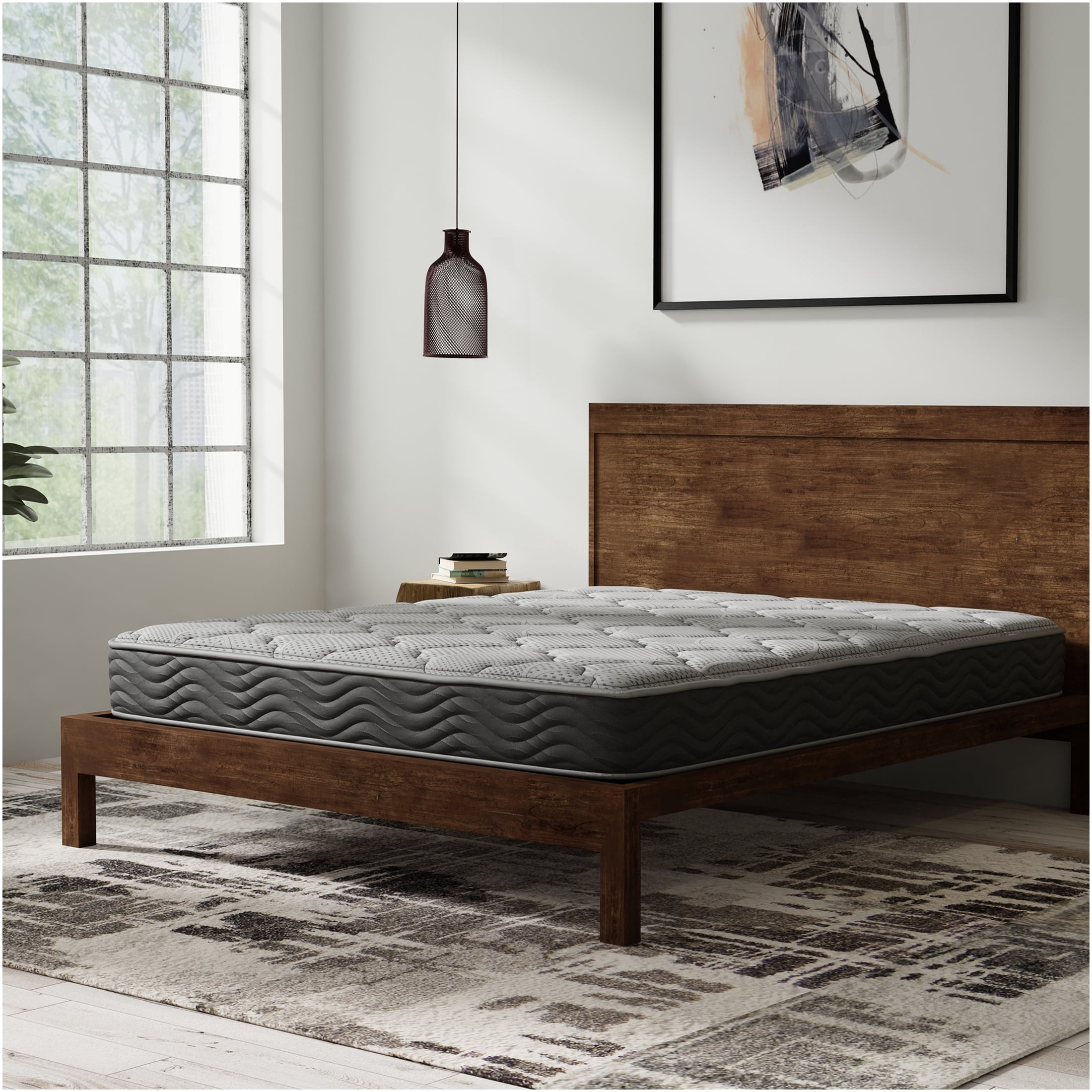 JERFIT 8 Inch Firm Twin Hybrid Mattress, CertiPUR-US Certified, Gel Infused Cooling Foam Pocketed Coils for Support, Motion Isolation, Edge Support, Black+Gray