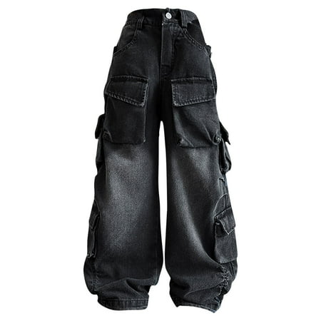 

EnJoCho Kids Girls Ripped Distressed Washed Wide Leg Casual Jeans Size 5 16 Years Leggings Girls 8 Leggings Girls Pack Snow Pants Girls Youth Girls Coral Snow Pants