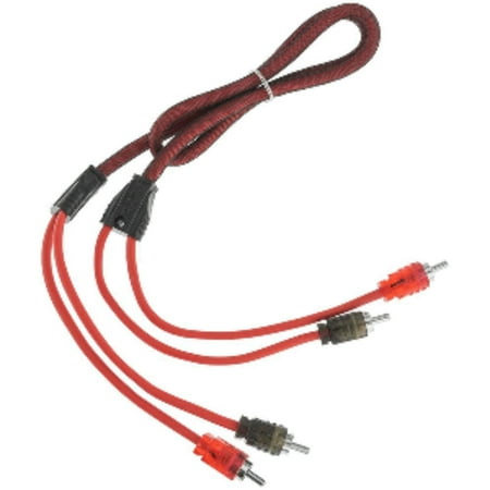 8" Black and Red Outdoor Marine DS18 Advance Ultra Flex RCA Cable