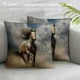 thumbnail image 3 of Shangniulu Safari Horses Throw Pillow Cover American Western Animals Horse Running in dust Farmhouse Cushion Case for Sofa Couch 18x18 Inches Short plush, 3 of 5