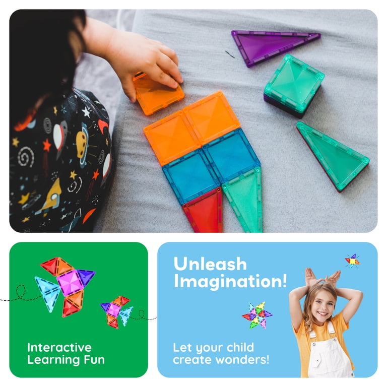 PicassoTiles Mini Magnetic Tiles Travel Set, 40 Pieces photo 3