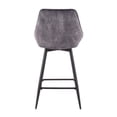 thumbnail image 5 of Lumisource Diana Contemporary Counter Stool in Black Steel and Grey Velvet - Set of 2, 5 of 7