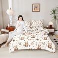 thumbnail image 3 of Erosebridal Cartoon Cute Bear Queen Comforter Set,Rustic Farmhouse Pine Cone Bedding Comforter Set For Girls Boys, Reversible 3pcs, 3 of 7