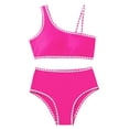 thumbnail image 2 of Lixiuxyad Kid Girls Swimsuit Solid Color Tankini Contrast Trim Ruched Swimwear 2 Piece Bathing Suit Swimsuits for Teens,Sizes 11-12 Years, 2 of 6
