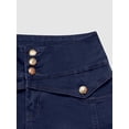 thumbnail image 4 of Pantalones vaqueros de tiro medio ajustados con costuras y botones para mujer, azul marino, pequeño, 4 of 5