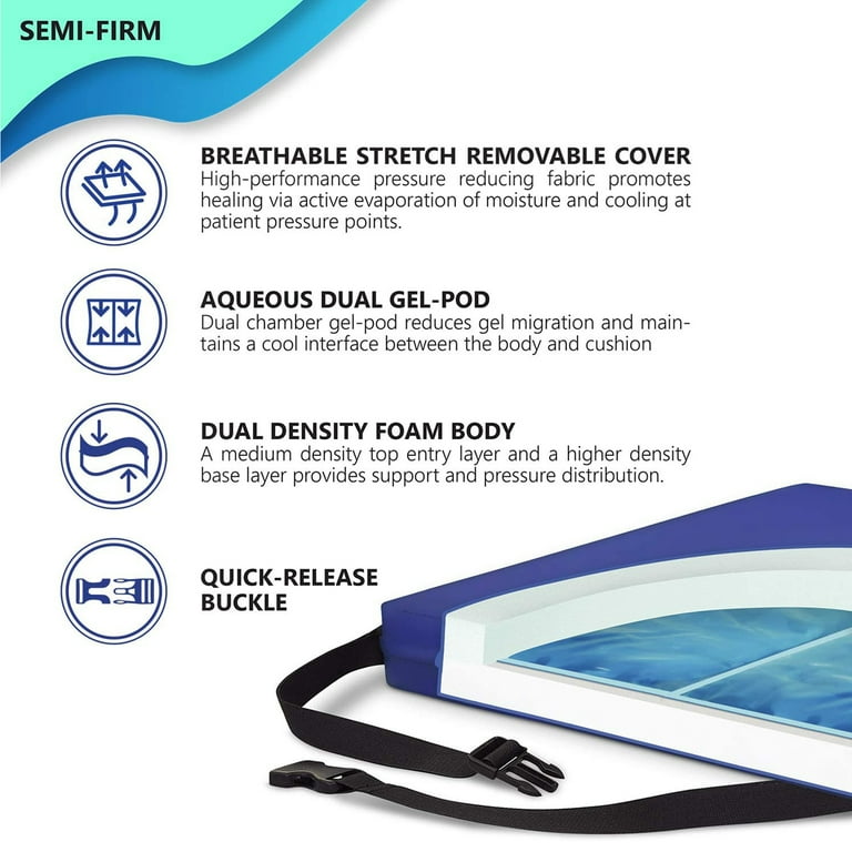 Wheelchair cushion with removable cover, gel/foam, 16 x 20 x 3 Wheelchair cushion with removable cover, gel/foam, 16 x 20 x 3