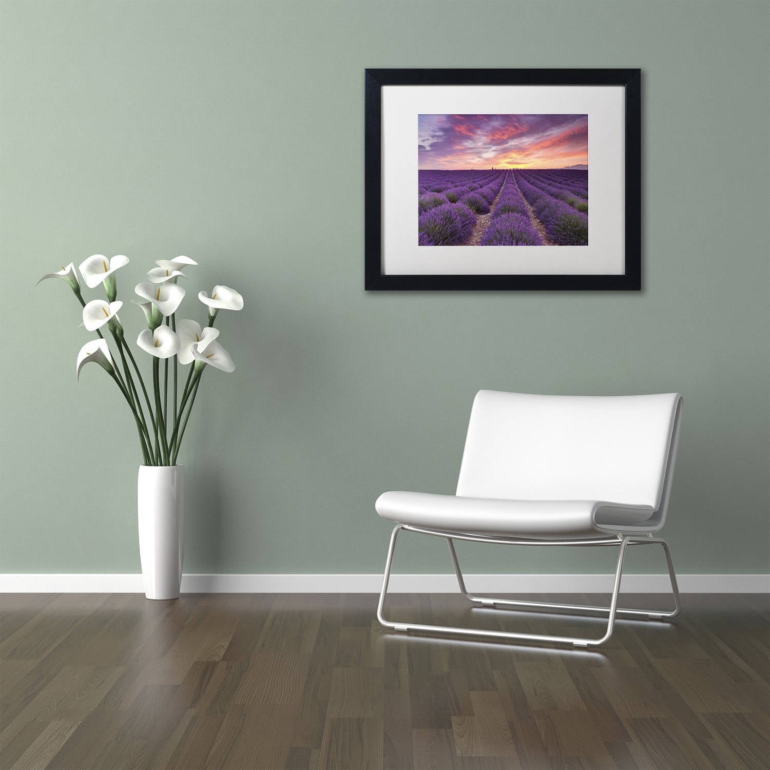Trademark Fine Art 'Lavender Sunrise' Canvas Art by Michael Blanchette Photography, White Matte, Black Frame