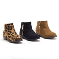 thumbnail image 2 of Jazamé Girls' Ankle High Zipped Suede Round Toe Dress Boots, Wine, 10, 2 of 6