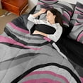 thumbnail image 4 of Feelyou Grey Pink Abstract Ombre Twin Bedding Sets 7-Piece, Square Circle Geometric Bedding Comforter Set, Teen Kid Child Adult Reversible Sheet Sets, Super Cozy Room Decor, 4 of 7