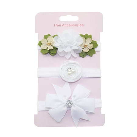 

LBECLEY Baby Boy Winter Hat Bowknot Headband Pearl Baby Set Floral Kids 3Pcs Girls Elastic Hairband Hair Baby Care Wipes Bulk Pack C One Size