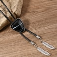 thumbnail image 4 of Men's Vintage Triangular Stone Feathered Pendant Bolotie Faux Leather Rope Necktie Necklace Shirt Collar Chain Neckwear, 4 of 9