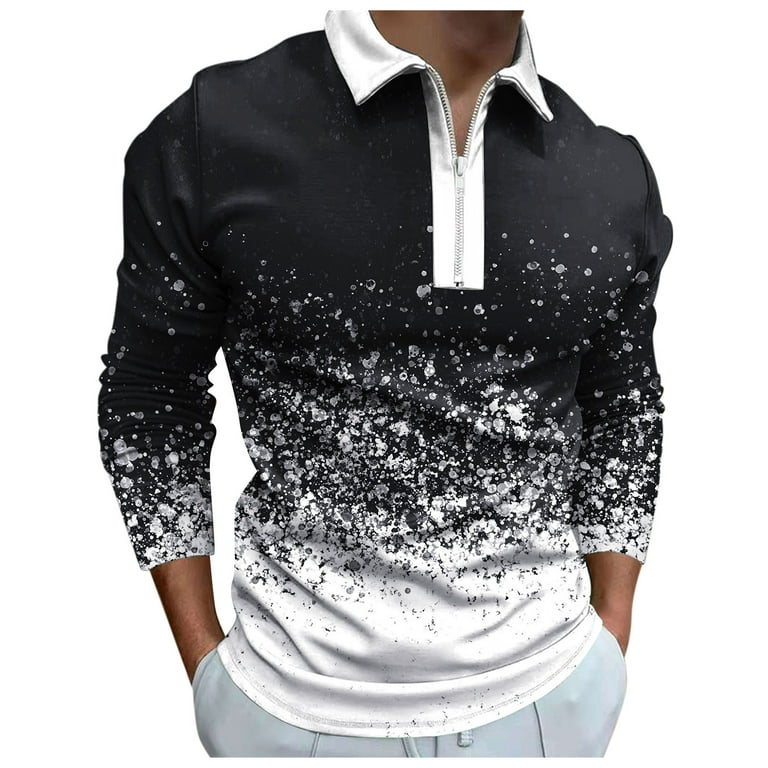 KaLI_store Polo Shirts for Men Men's Golf Polo Shirt Long Sleeve Slim Fit  Polo T Shirt Black,3XL 