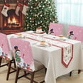 thumbnail image 4 of Cartoon Snowman Chair Covers Set of 1 Christmas Snowman Xmas Tree Snowfall Pink Chair Back Covers Stretch Removable Washable Slipcovers Protector for Dining Room Kitchen Party Decor, 4 of 5