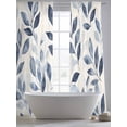 thumbnail image 6 of Navy Blue Botanical Semi Sheer Curtains 96 Inch Length 2 Panels Set, Pastoral Spring Leaves Watercolor Sheer Kitchen Curtain Privacy Voile Window Curtain for Living Room Bedroom Rod Pocket Drapes, 6 of 7