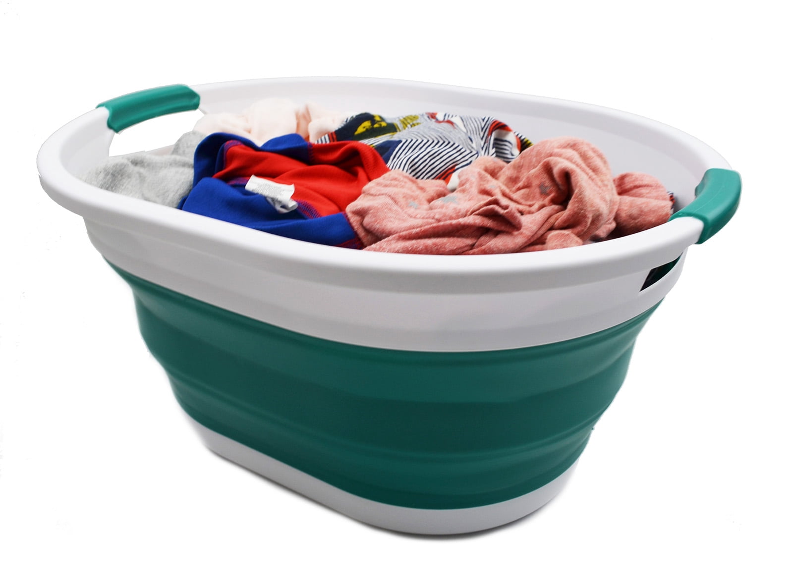 SAMMART 32L (8.4 gallon) Collapsible Plastic Laundry Basket - Foldable Pop Up Storage Container / Organizer - Portable Washing Tub - Space Saving Hamper / Basket, Water Capacity: 24L
