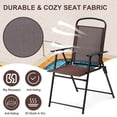thumbnail image 4 of TBKLEY 2pcs Patio Folding Sling Back Chair with Armrests, Portable Metal Outdoor Chairs for Indoor Outdoor Garden Poolside Yard, Brown, 4 of 7