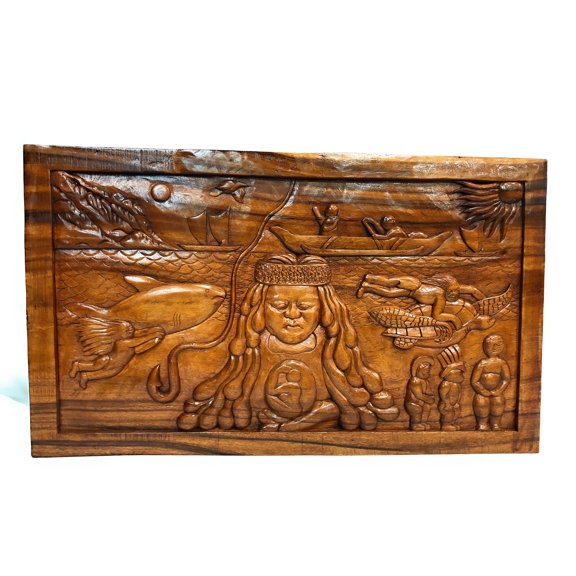 Maui & Pele Hawaiian Relief 40" X 24" - Polynesian Art | #bla6036100