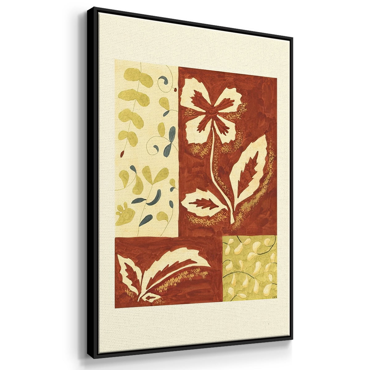 Festive Floral II - Framed Gallery Wrapped Holiday Canvas - 27 x 41 - Black Frame