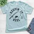 thumbnail image 2 of Kids Keepin' It Reel Shirt, Youth Kids Boy Girl T-Shirt, Fishing Shirt, Fish Pun Shirt, Light Blue, Medium, 2 of 4