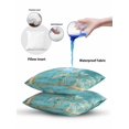 thumbnail image 6 of Outdoor Pillows Waterproof, Coastal Beach Palm Tree Throw Pillows with Inserts Included, Retro Teal Tropical Plant Summer Indoor Outdoor Decorative Lumbar Pillow for Bed/Couch/Patio 18"x18", 2Pcs, 6 of 8