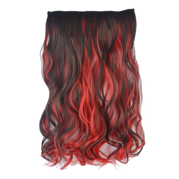 Color Highlights Cinco Clip Extensiones de cabello rizado Peluca Pieza Cortina de pelo