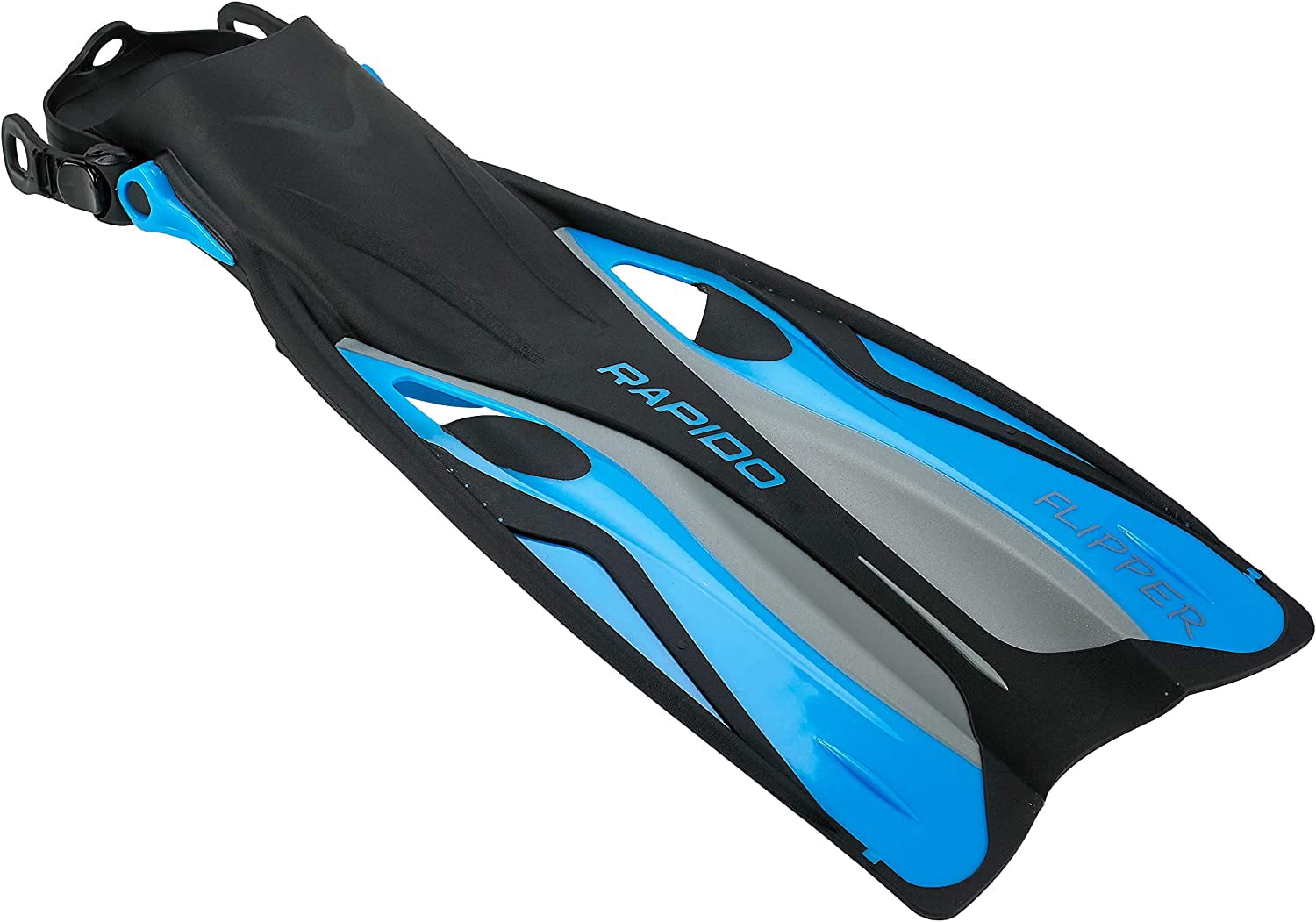 Rapido Boutique Collection Flipper Open Heel Adjustable Snorkel Fin with Snorkeling Gear Carry Bag, Ideal Snorkeling Fins for Snorkel or Scuba