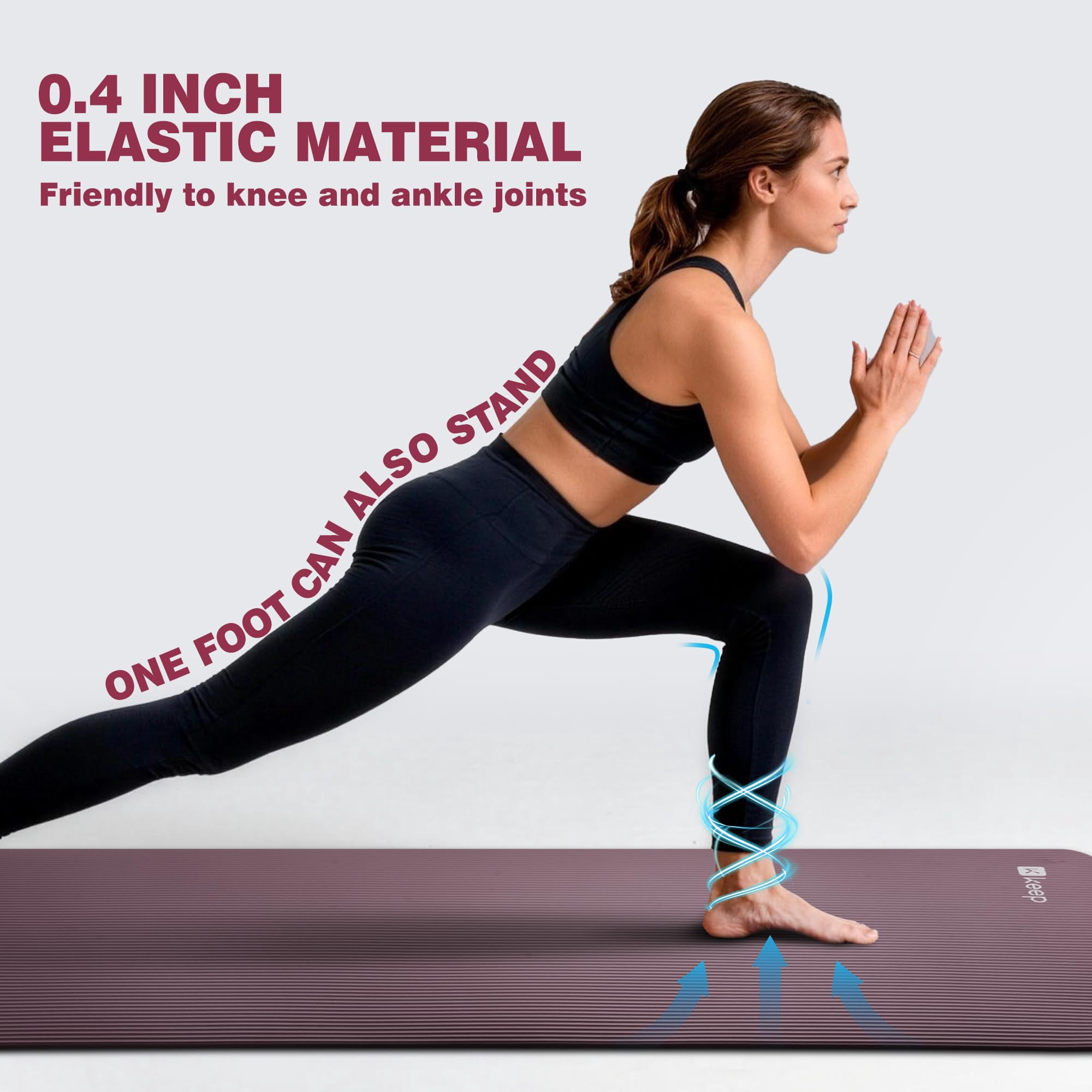 Purple 72”x24”x10mm NBR Yoga Mat for Exercise, Pilates, Stretching and Meditation