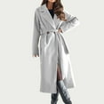 thumbnail image 6 of JUUYY Women's Wool Blend Coat Oversized Long Winter Dress Coats Thicken Warm Pea Coat Jackets Trendy Outerwear White L, 6 of 9