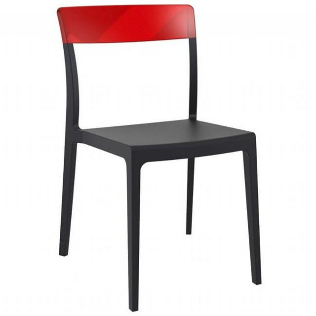 Siesta ISP091-BLA-TRED Chaise de Salle à Manger Flash Noire Transparente Rouge - Ensemble de 2
