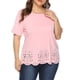 thumbnail image 3 of Sonducket Blusa de mujer Camiseta de manga corta con cuello Camiseta suelta informal para niña Prendas para la parte del cuerpo Rosa 3XL, 3 of 7