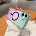 thumbnail image 4 of Magnetic Gradient Translucent Case for iPhone 16 Plus, [Compatible with Magsafe] Slim Shockproof TPU Edge Fashion Protective Phone Cover, for Women and Girls, Lightblue+Purple, 4 of 10