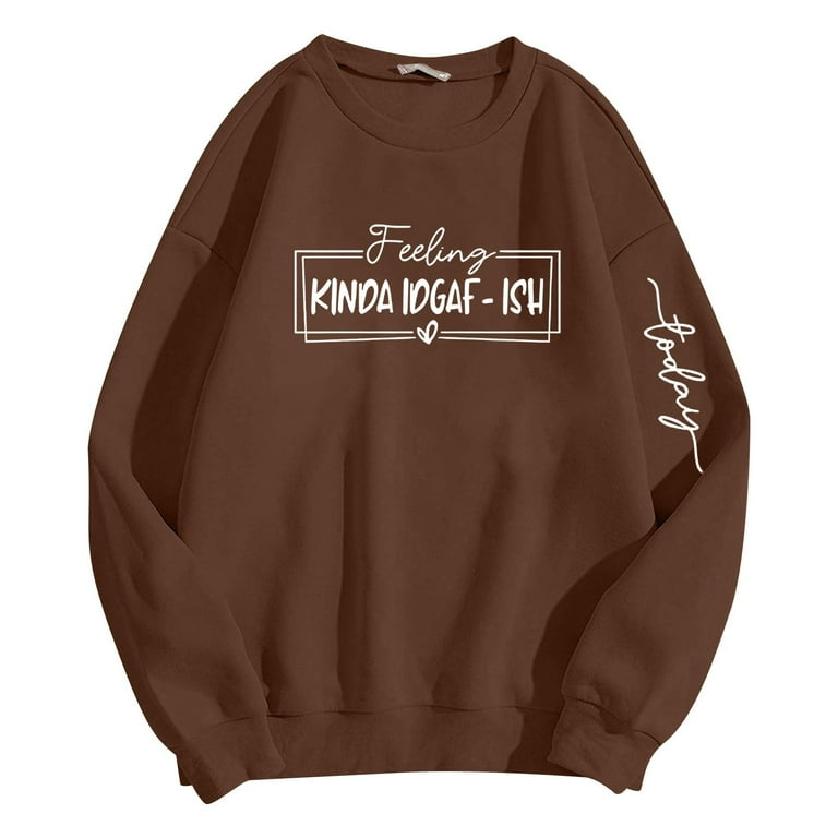 Women Sweatshirt Long Sleeve Sweatshirt Pullovers for Women Brown