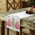 thumbnail image 4 of Christmas Tree Table Runner Buffalo Plaid Cotton Linen Table Runners 71 inches Long, Pink Snowflake Seasonal Table Cloth Dresser Scarves, Winter Kitchen Dining Table Decorations for Holiday Party, 4 of 6