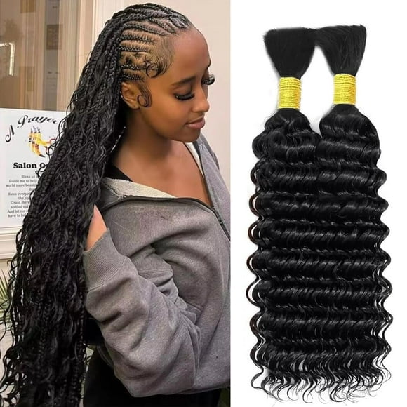 Human Braiding Hair for Boho Braids 28 Inch Deep Wave Bulk Human Hair for Braiding No Weft Brazilian Virgin Curly Human Hair Extension Wet and Wavy Micro Human